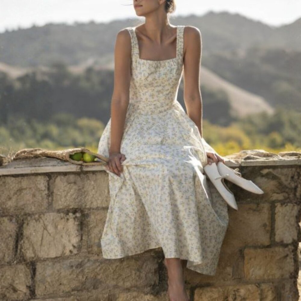 Boutique 1861 Yellow Floral Midi Dress| Easter Church Dress - Picture 5 of 12